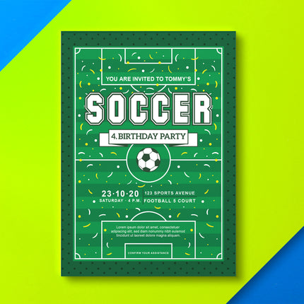 A5 Football Kids Birthday Party Invitation IBD003